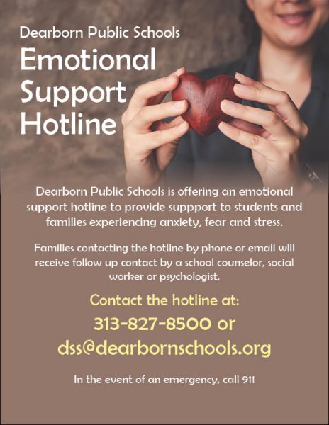 Dearborn Public Schools Emotional Support Hotline
