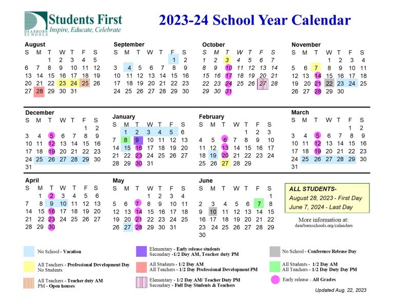 Graphic of 2023-24 district calendar