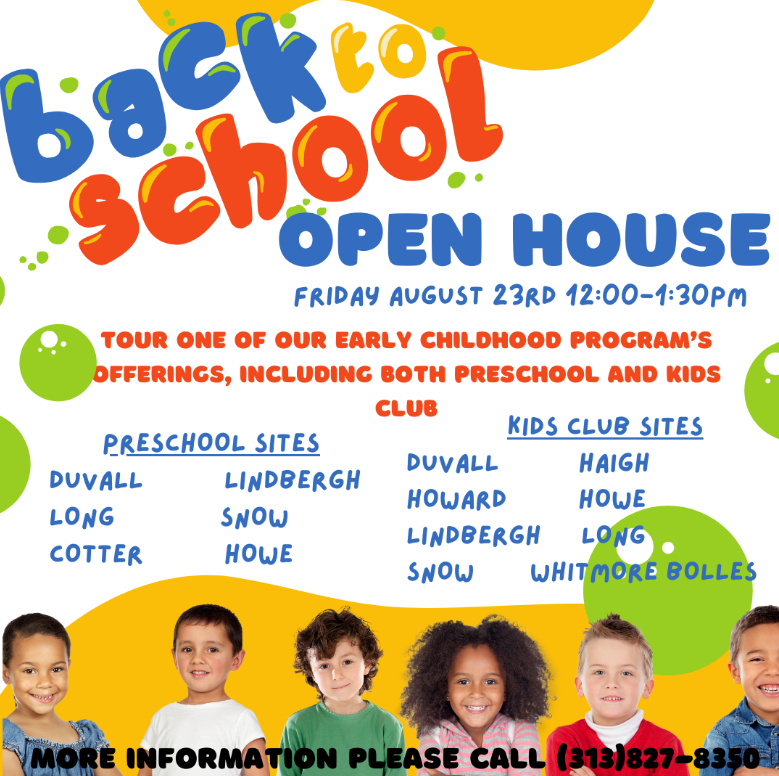 Flier for Early Childhood open houses