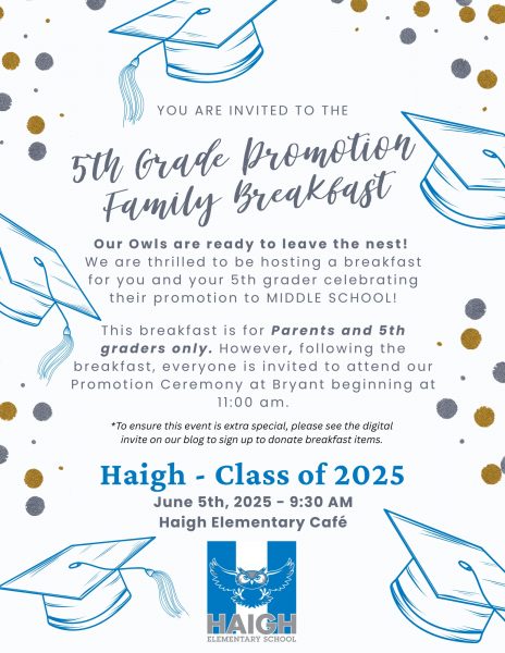 Save the Date – 5th Grade Promotion Family Breakfast